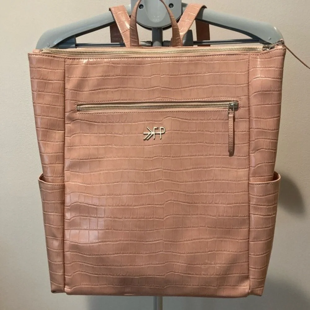 Freshly Picked Vegan Leather Baby Diaper Bag Changing Pad‎ Croc Pink Chic Edgy